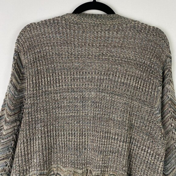 CJ Banks Knit Cardigan Sweater Womens 1X Gray Tan 3/4 Sleeves Button Up - Picture 7 of 10